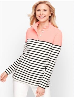 Talbots Pink and Black Striped Button Down Shirt